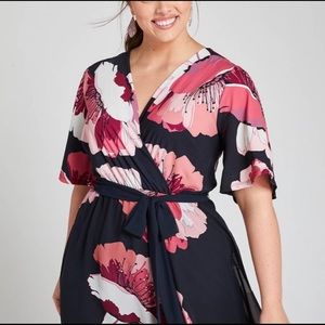 NWT Lane Bryant Floral Crossover Midi Dress